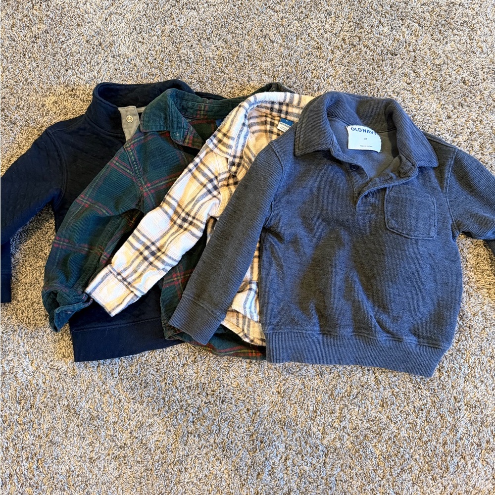 Pullover Sweater with Plaid Shirts Bundle